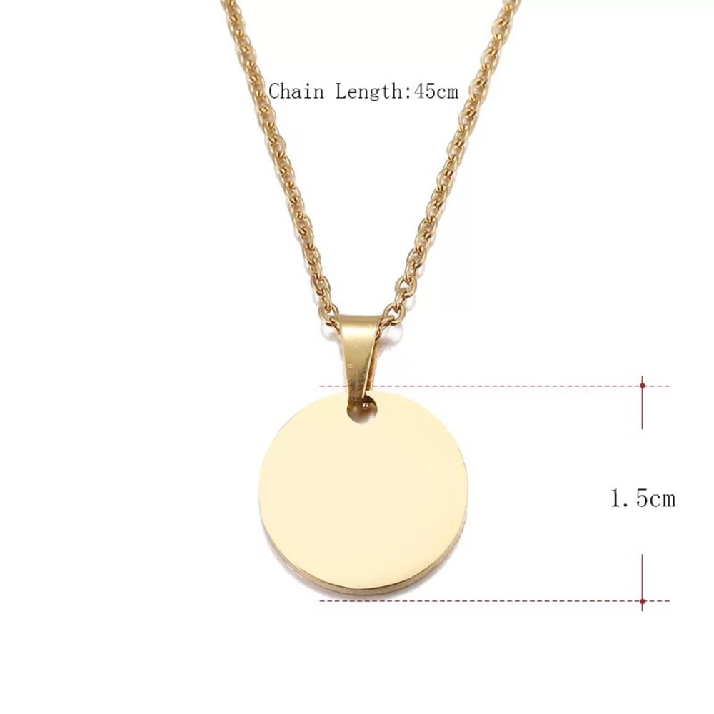 Stainless Steel Round Circle Pendant Necklace - Picture 4 of 4